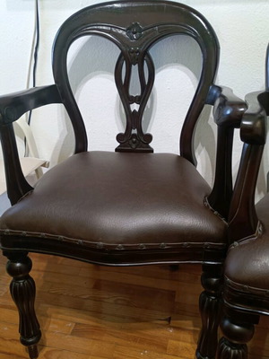 Wooden chairs with leather like new, set of 2
