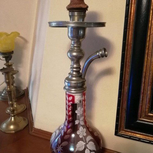 Hookah used with clay bowl and decorative glass
