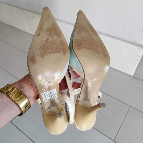 Vintage Formenterra leather sandals size 37 like new, beige and blue