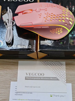 Vegcoo Q15 Wireless Gaming Mouse new, pink with RGB lighting
