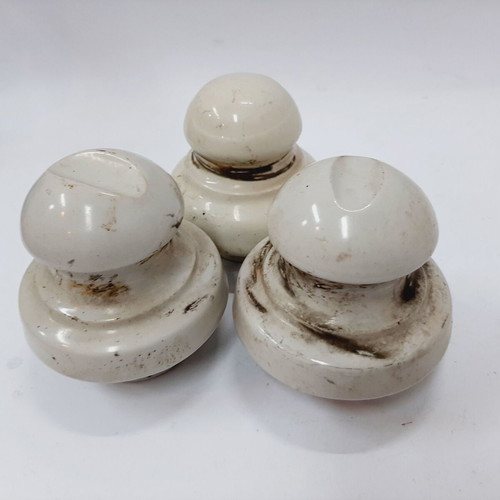 Levira porcelain electric insulators, capsule shape, vintage, set of 3