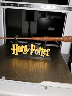Harry Potter wand replica with base and logo, new