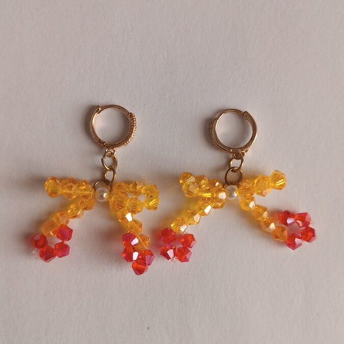 Handmade cherry earrings with gold clasp and rhinestones new