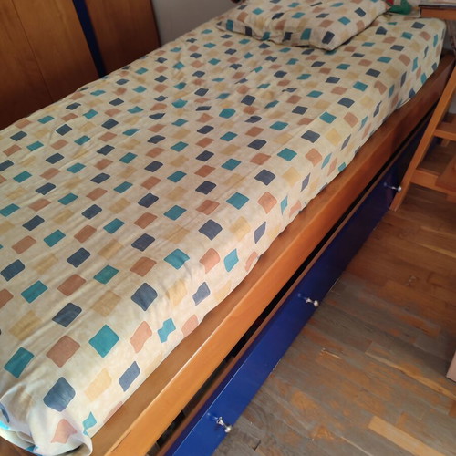 Student bedroom set used with wardrobe, bed, desk, shelves, and storage furniture