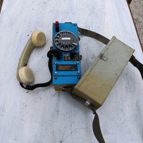 Antique technician telephone used in carrying case rare collectible tool