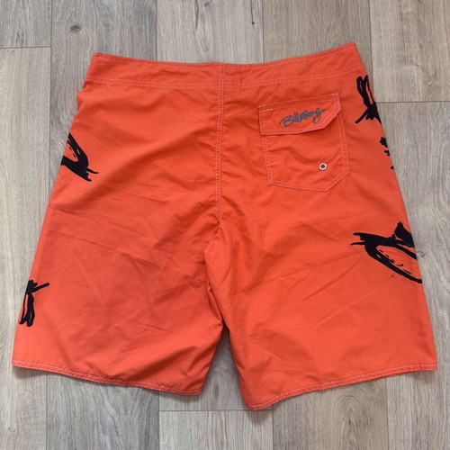 Billabong Vintage Swim Shorts Made in USA Size 40 Orange Black like new