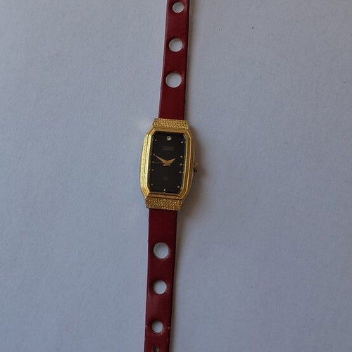 Orient women's watch used, black dial, gold case