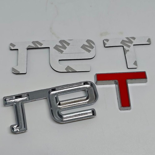 Metal Turbo 1.6T Car Emblem chrome with red, like new