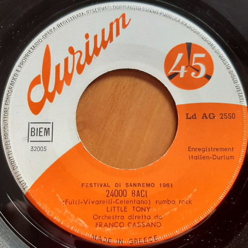 Little Tony 24000 Baci 7" single used, authentic Greek edition