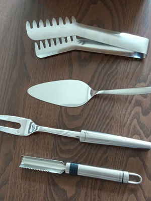 Lagostina, WMF, Brabantia kitchen tool set used with stainless steel pasta tongs gift