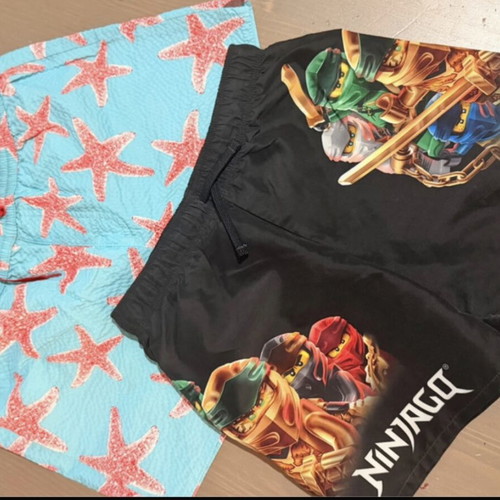 Children's swim shorts H&M and Ninjago, like new, size 6–8 years