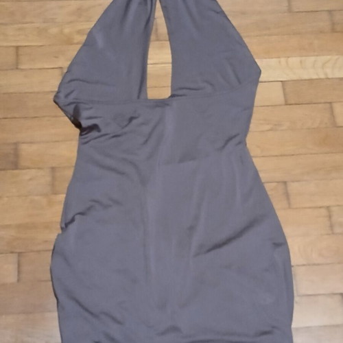 Dark brown halter-neck mini dress, size small