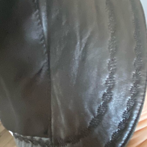 Lapel leather coat XXL with fox-type fur like new, black brown