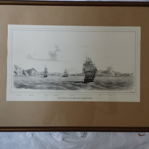 Engravings in wooden frame set of 3 like new