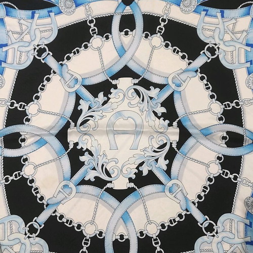 AIGNER silk scarf like new, white and blue