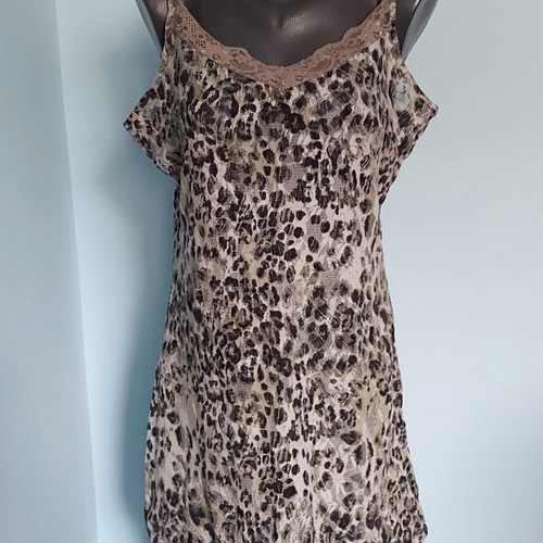 ZIZZI negligee nightdress used, elastic lace with leopard print