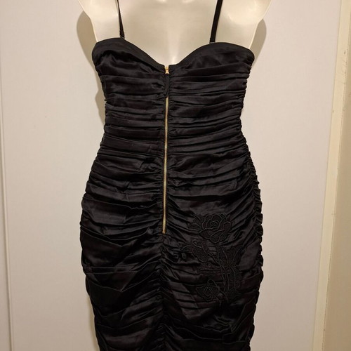 Vintage Dolce & Gabbana Black Silk Ruched Mini Dress IT42 like new