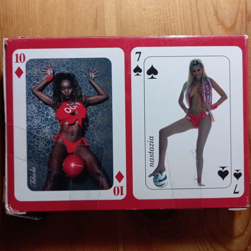 Red Believers playing cards used, set of 2 with Rivaldo and Castillo signatures