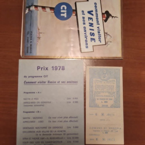 Vintage Venice Tourist Guide CIT 1978 in French with Tour Program and Ticket like new