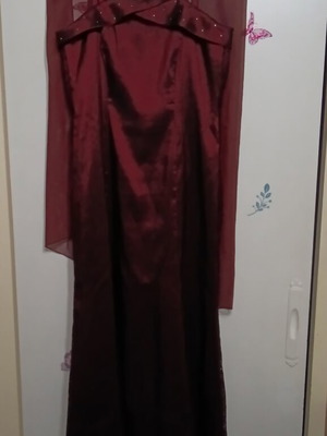 Sportarena dark burgundy maxi dress like new with shawl