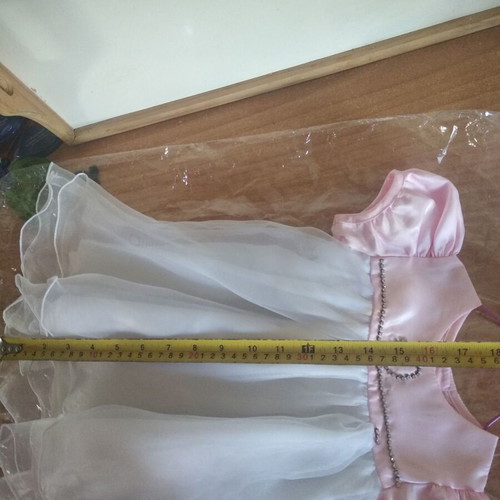 Baptism dress used white-pink with rhinestones for 9 months old