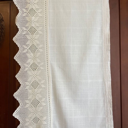 Crochet curtain used, handmade traditional embroidered 122x50 cm