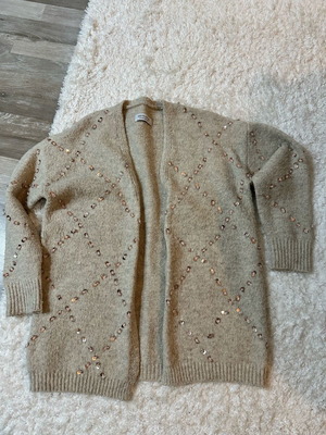 BSB wool cardigan used, beige with sequins, size M