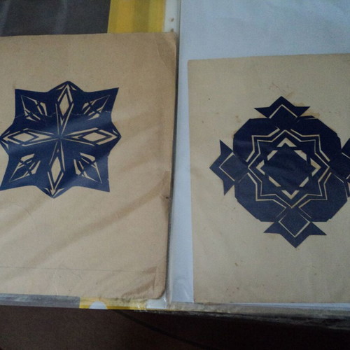 Paper cuttings used, archive of 12 pieces from the 1970s