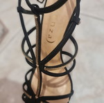 Vicenza sandals size 40, ankle strap, black and gold, like new