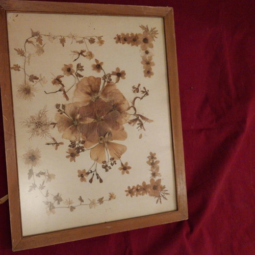 Vintage Love handmade framed artwork with dried flowers like new