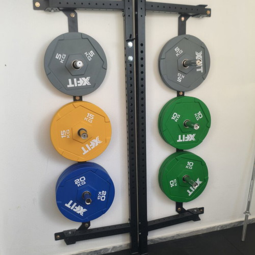Power Rack wall-mounted foldable, new with safety spotters and j-cups