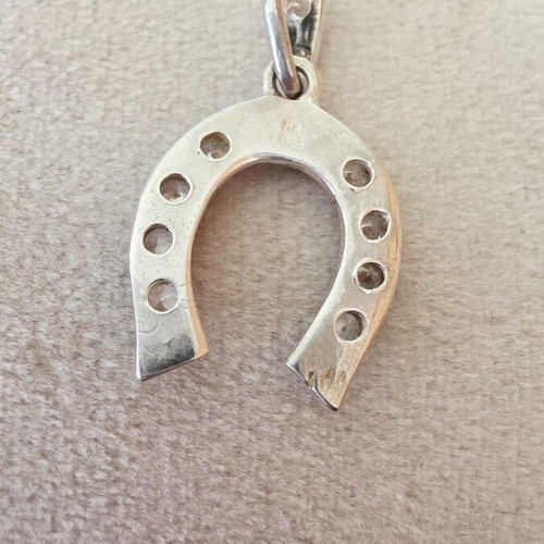Silver necklace 925 with cubic zirconia horseshoe, handmade, new