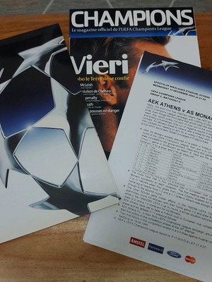UEFA press folder AEK - Monaco used with Champions magazine and press kit
