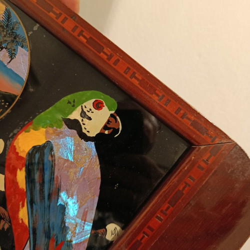 Serving tray souvenir from Rio de Janeiro with iridescent decoration