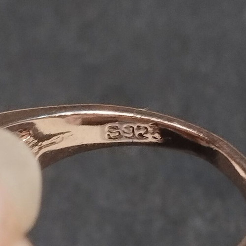 Elegance rose gold plated stone ring, S925 hallmark