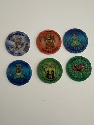 Vintage Pokémon Tazos/Pogs, σετ 9 τεμάχια, 6 τρισδιάστατα συλλεκτικά