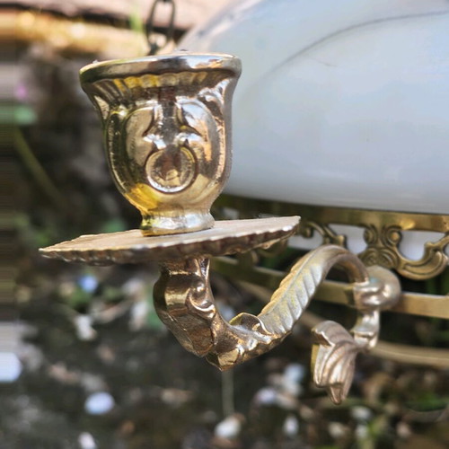 Vintage Swedish brass chandelier lamp used, second half of 20th century