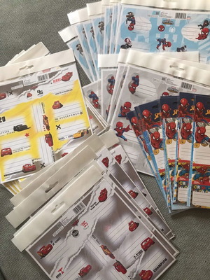 School Stickers Spider-Man and Cars Disney new, 100+ pieces