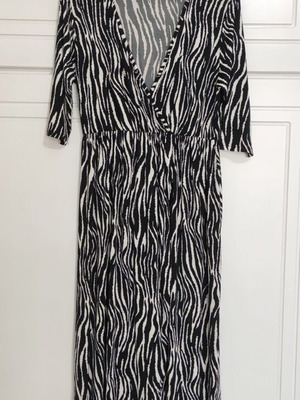 Karamella long zebra print dress with belt, one size
