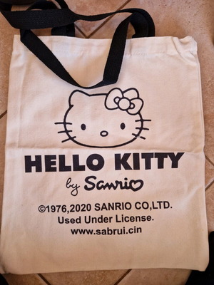 Τσάντα Hello Kitty ώμου υφασμάτινη καινούργια μαύρη και μπεζ