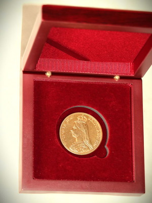 Pentoliro English 24K Gold Plated Coin Victoria 1887 New