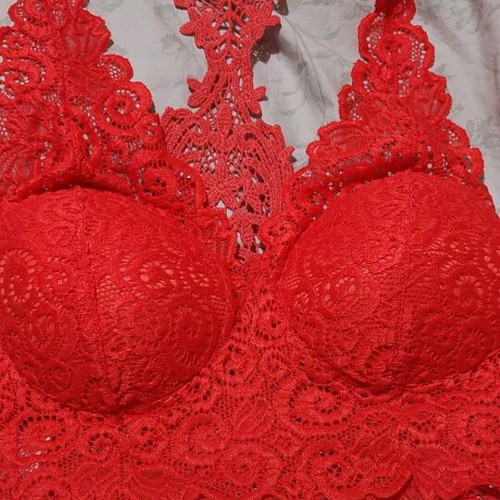 Lace bustier unused, red, one size