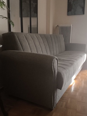 Classic Grey Sofa Bed used, fabric, storage space 126x195 cm