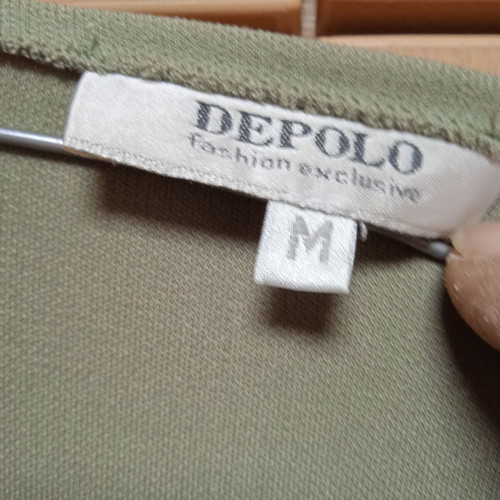 Depolo long dress like new, green khaki, elastic, wrap with belt