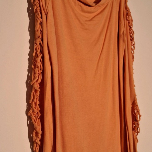 Orange shirt like new with knitted holes on sleeve
