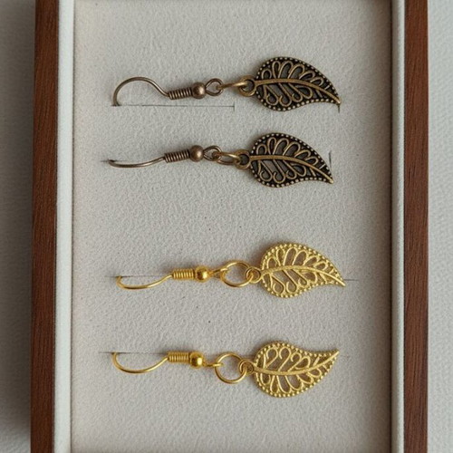 Leaf dangle earrings Autumn Leaves, gold or bronze