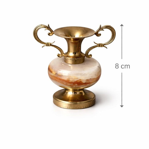 Collectible miniature amphorae like new, onyx and brass 8cm set of 3