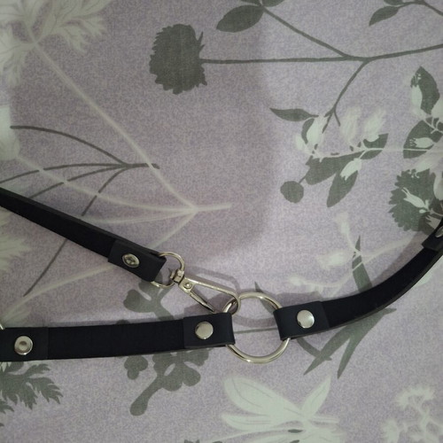 Belt with rings, black, adjustable