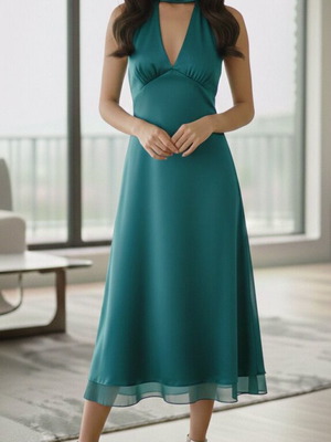 Formal midi dress turquoise like new, size XL