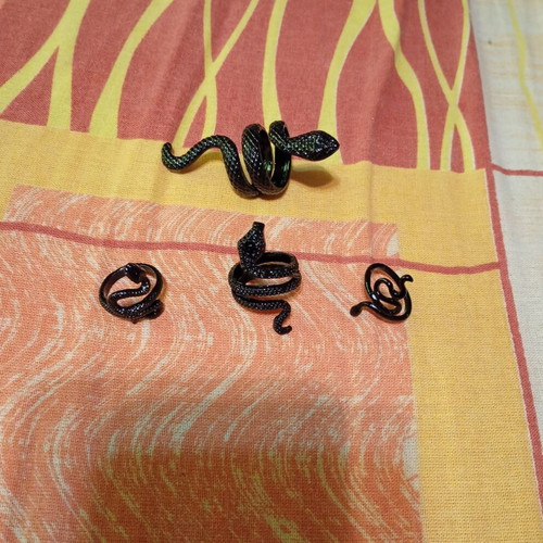 Snake ring set new, 4 pieces unisex, black